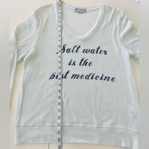 WILDFOX Salt Water is the Best Medicine Baggy Beach V-Neck Long Sleeve Top - Picture 9 of 13